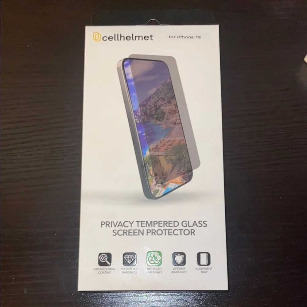 Privacy Tempered Glass Screen Protector for iPhone 16 - Black NEW